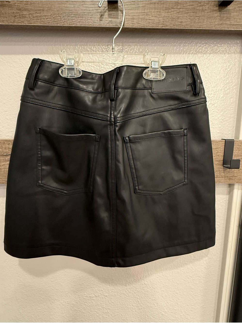 DKNY Faux Leather Black Mini Skirt